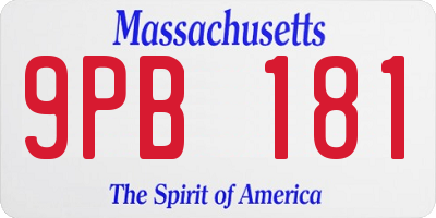 MA license plate 9PB181