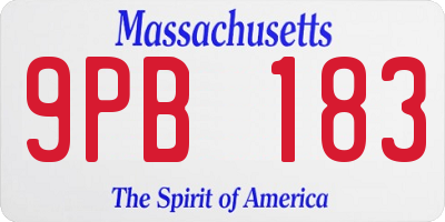MA license plate 9PB183