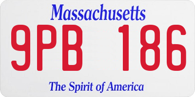 MA license plate 9PB186