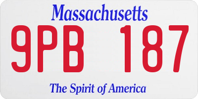 MA license plate 9PB187