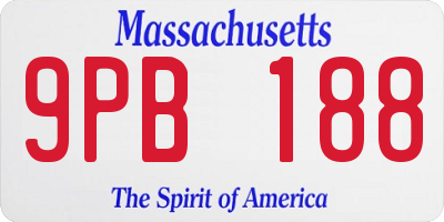 MA license plate 9PB188