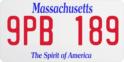 MA license plate 9PB189