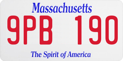 MA license plate 9PB190