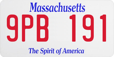 MA license plate 9PB191
