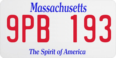 MA license plate 9PB193