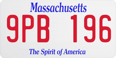 MA license plate 9PB196