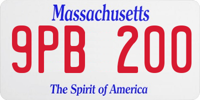 MA license plate 9PB200