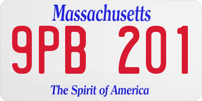 MA license plate 9PB201