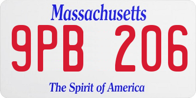 MA license plate 9PB206