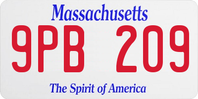 MA license plate 9PB209