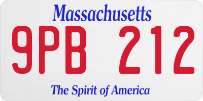 MA license plate 9PB212