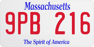 MA license plate 9PB216