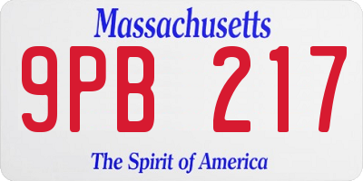MA license plate 9PB217