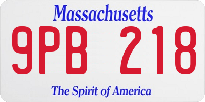 MA license plate 9PB218