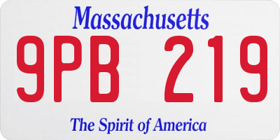 MA license plate 9PB219