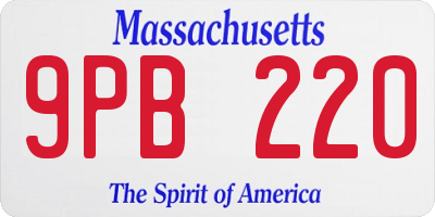 MA license plate 9PB220