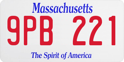 MA license plate 9PB221