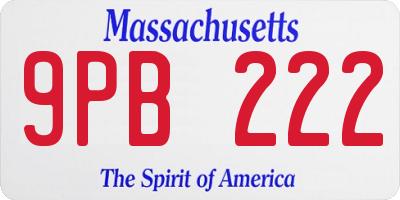 MA license plate 9PB222