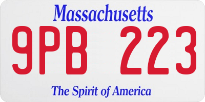 MA license plate 9PB223