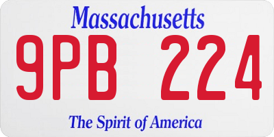 MA license plate 9PB224