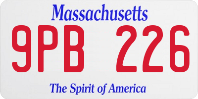 MA license plate 9PB226