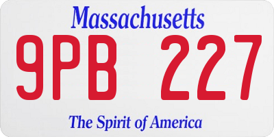 MA license plate 9PB227