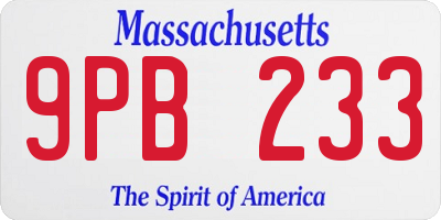MA license plate 9PB233