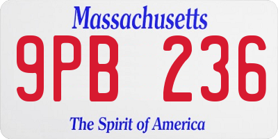 MA license plate 9PB236