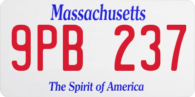 MA license plate 9PB237