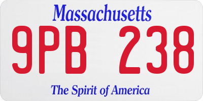 MA license plate 9PB238