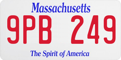 MA license plate 9PB249
