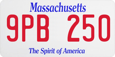 MA license plate 9PB250