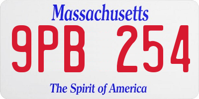 MA license plate 9PB254