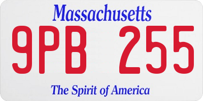 MA license plate 9PB255