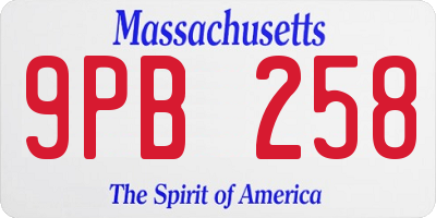 MA license plate 9PB258