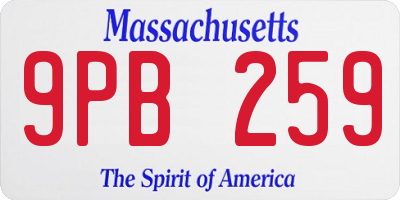 MA license plate 9PB259
