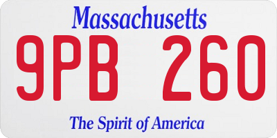 MA license plate 9PB260