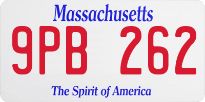 MA license plate 9PB262
