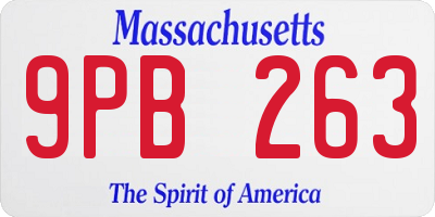 MA license plate 9PB263