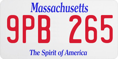 MA license plate 9PB265
