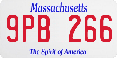 MA license plate 9PB266
