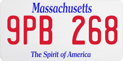 MA license plate 9PB268