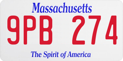 MA license plate 9PB274