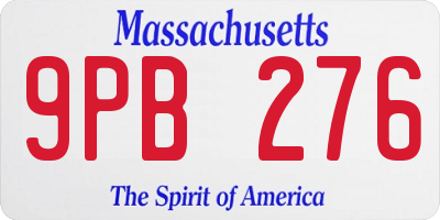 MA license plate 9PB276