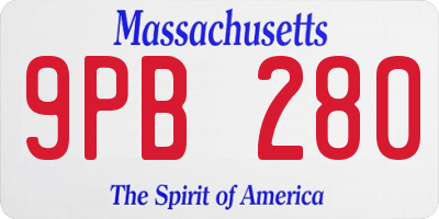 MA license plate 9PB280