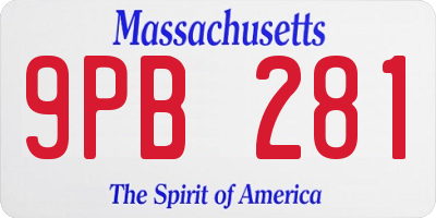 MA license plate 9PB281