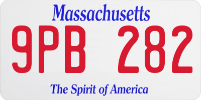 MA license plate 9PB282