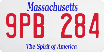 MA license plate 9PB284
