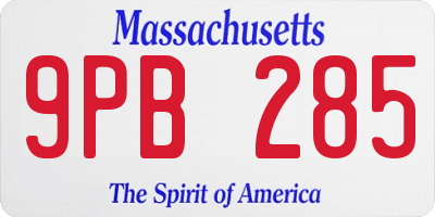 MA license plate 9PB285