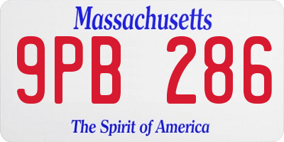 MA license plate 9PB286